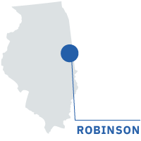 Outline of the state of Illinois with Robinson denoted