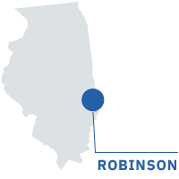 Outline of the state of Illinois with Robinson denoted