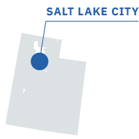 Outline of the state of Utah with Salt Lake City denoted