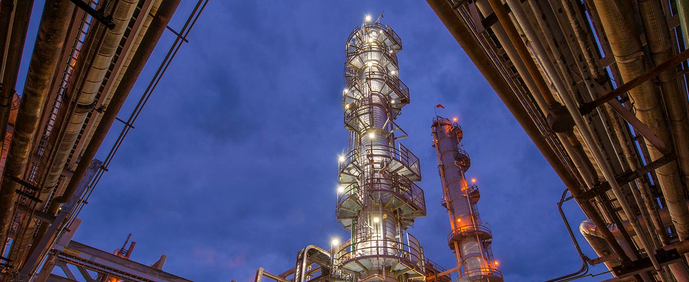 Canton Refinery Tower at Night Up close shot of Canton, OH refinery at night