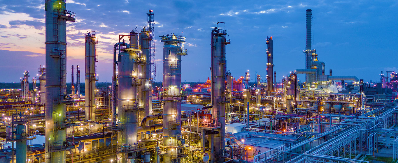 A dusk shot of the Galveston Bay Refinery 