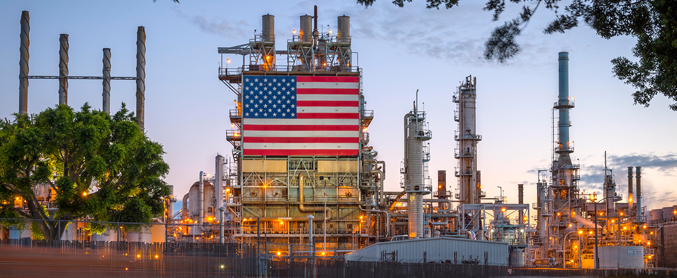 Los Angeles Refinery with the American flag displayed on the front